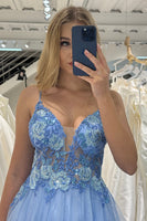 Load image into Gallery viewer, Glitter A Line Tulle Long Prom Dress With Appliques