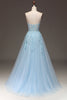 Load image into Gallery viewer, Spaghetti Straps A Line Fuchsia Prom Dress with Appliques