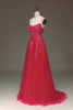 Load image into Gallery viewer, Spaghetti Straps A Line Fuchsia Prom Dress with Appliques