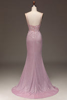 Load image into Gallery viewer, Glitter Blush Spaghetti Straps Mermaid Long Prom Dress with Beading