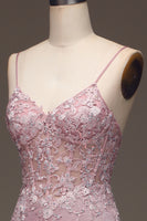 Load image into Gallery viewer, Glitter Blush Spaghetti Straps Mermaid Long Prom Dress with Beading