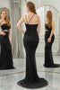 Load image into Gallery viewer, Glitter Black Mermaid Cut Out Long Prom Dress