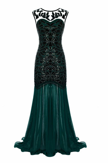 Green 1920s Sequined Flapper Dress