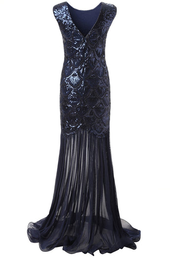 Vintage Sequins Banquet Evening 1920s Dress