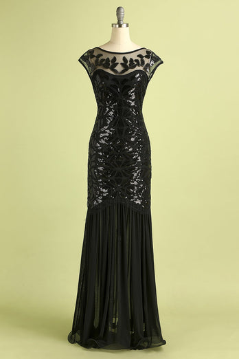 Black&Gold 1920s Sequined Flapper Dress