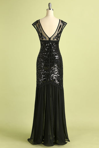 Black&Gold 1920s Sequined Flapper Dress