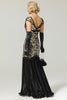 Load image into Gallery viewer, Black&amp;Gold 1920s Sequined Flapper Dress