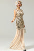 Load image into Gallery viewer, Champagne Sequins Round Neck 1920s Dress
