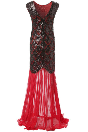 Red&Black 1920s Flapper Glitter Dresses