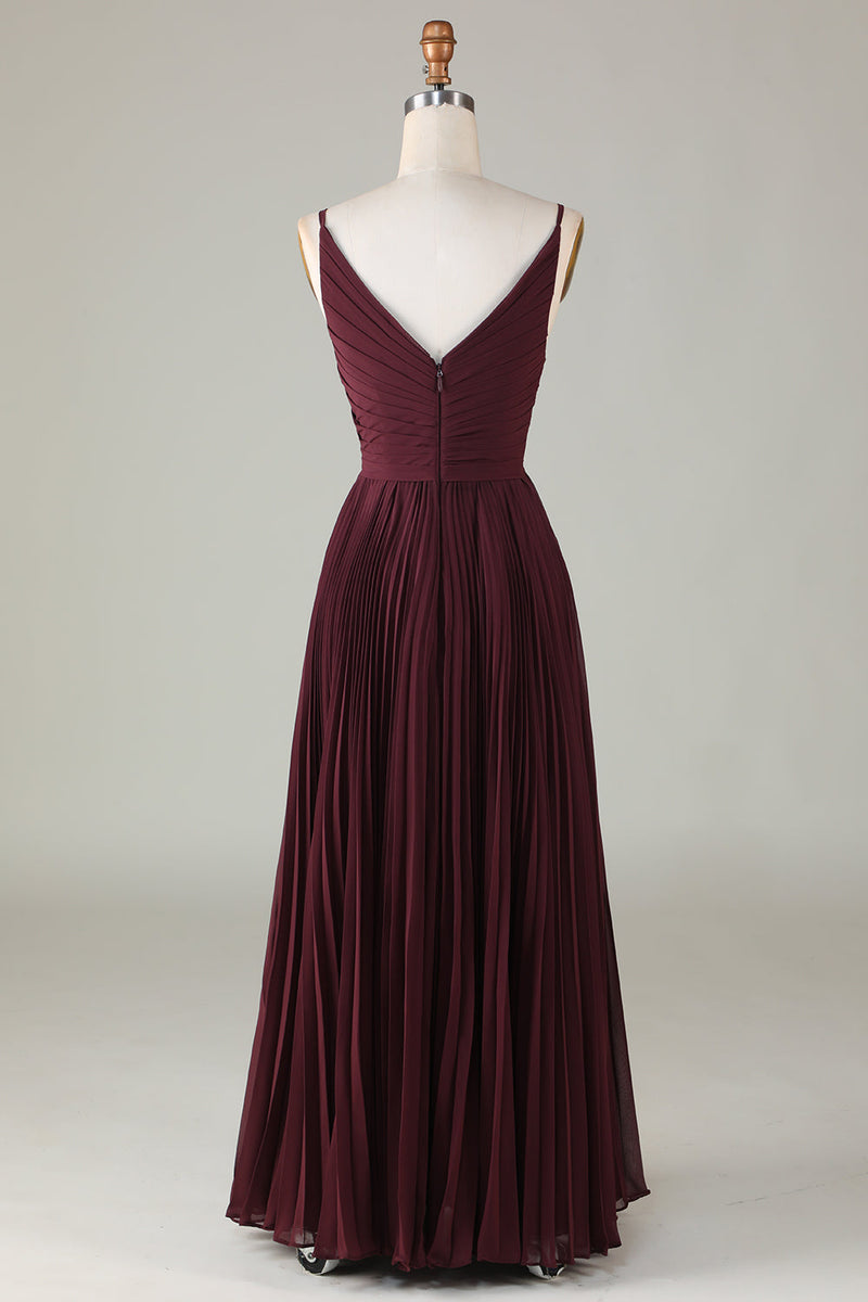 Load image into Gallery viewer, A-Line Sleeveless Cabernet Bridesmaid Dress
