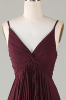 Load image into Gallery viewer, A-Line Sleeveless Cabernet Bridesmaid Dress