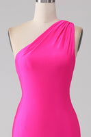 Load image into Gallery viewer, Mermaid Hot Pink One Shoulder Long Prom Dress