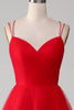 Load image into Gallery viewer, Spaghetti Straps A-Line Red Long Prom Dress wth Cross Criss Back