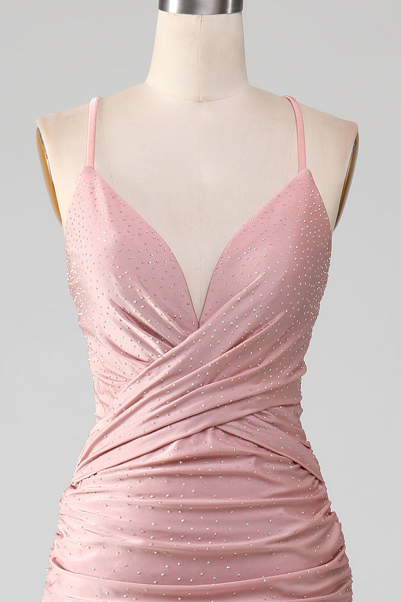 Load image into Gallery viewer, Sparkly Blush Beaded Long Mermaid Prom Dress
