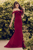 Load image into Gallery viewer, One Shoulder Mermaid Burgundy Prom Dress