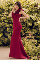 Load image into Gallery viewer, One Shoulder Mermaid Burgundy Prom Dress