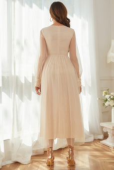 Apricot V Neck Mother Of The Bride Dress