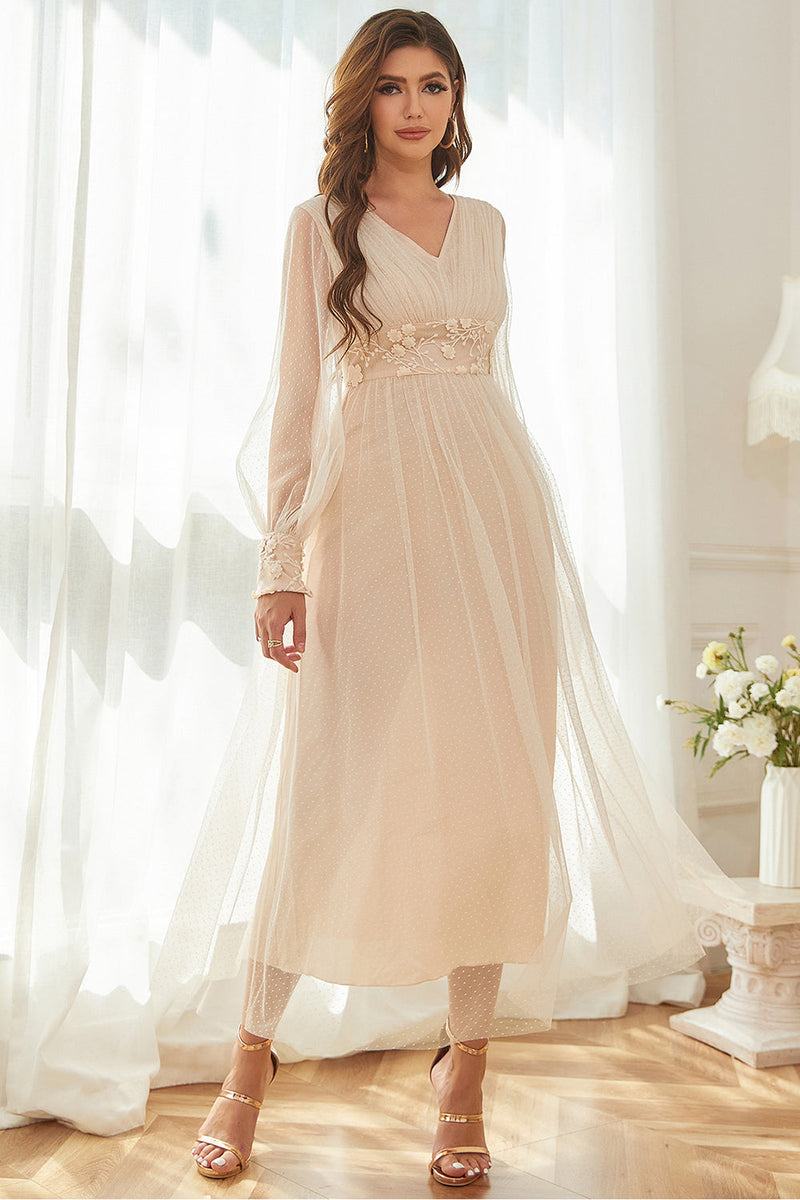 Load image into Gallery viewer, Apricot V Neck Mother Of The Bride Dress