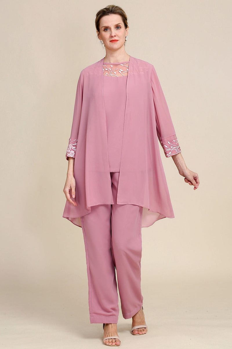 Load image into Gallery viewer, Blush Long Sleeves 3 Piece Mother of the Bride Pant Suits