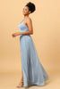 Load image into Gallery viewer, Dusty Blue A-Line Long Chiffon Bridesmaid Dress with Slit