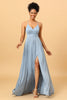 Load image into Gallery viewer, Dusty Blue A-Line Long Chiffon Bridesmaid Dress with Slit