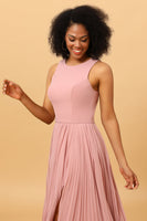 Load image into Gallery viewer, Blush Long Chiffon Pleated Bridesmaid Dress with Slit