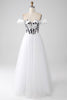Load image into Gallery viewer, White A-Line Off the Shoulder Long Corset Prom Dress