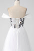 Load image into Gallery viewer, White A-Line Off the Shoulder Long Corset Prom Dress