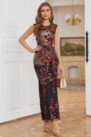 Load image into Gallery viewer, Sheath Round Neck Dark Green Beaded Prom Dress