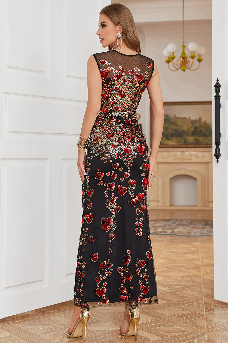 Load image into Gallery viewer, Sheath Round Neck Dark Green Beaded Prom Dress