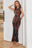 Load image into Gallery viewer, Sheath Round Neck Dark Green Beaded Prom Dress
