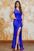 Load image into Gallery viewer, Glitter Black Mermaid One Shoulder Sequins Prom Dress With Slit