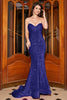 Load image into Gallery viewer, Sparkly Mermaid Sweetheart Sweep Train Black Prom Dress With Sequins