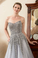 Load image into Gallery viewer, Grey Beading Sparkly Mother of Bride Dress