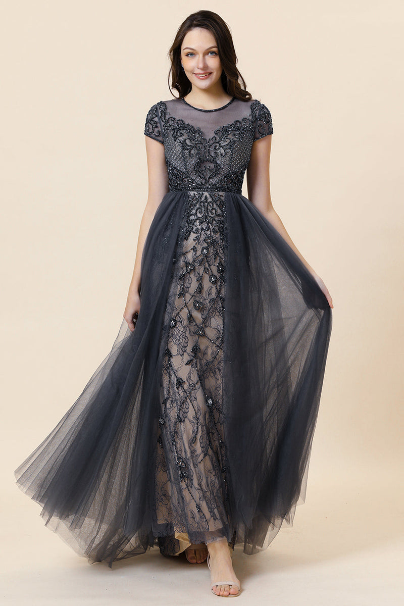 Load image into Gallery viewer, Sparkly Grey Beaded Long Formal Dress