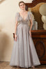 Load image into Gallery viewer, Grey A Line Beading Glitter Mother of Bride Dress