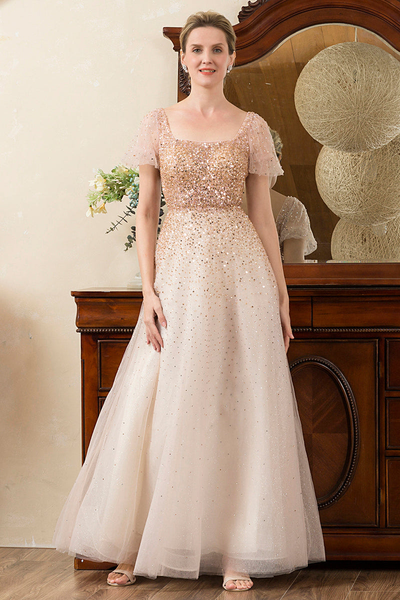 Load image into Gallery viewer, Blush Beading A Line Sparkly Evening Wear