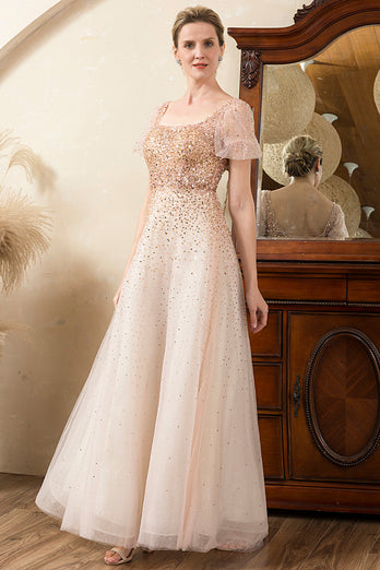 Blush Beading A Line Sparkly Evening Wear