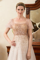 Load image into Gallery viewer, Blush Beading A Line Sparkly Evening Wear