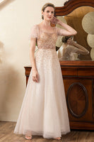 Load image into Gallery viewer, Blush Beading A Line Sparkly Evening Wear