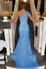 Load image into Gallery viewer, Sheath One Shoulder White Sequins Long Prom Dress with Split Front