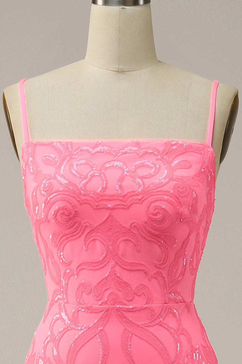 Load image into Gallery viewer, Blush Spaghetti Straps Sequins Mermaid Prom Dress
