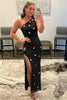Load image into Gallery viewer, Sparkly Sequins Black One Shoulder Long Prom Dress with Stars