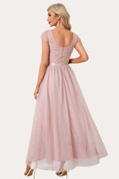 Load image into Gallery viewer, Sparkly Blush Beaded Long Tulle Prom Dress
