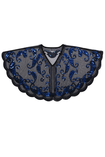 Black Sequin 1920s Batwing Shawl
