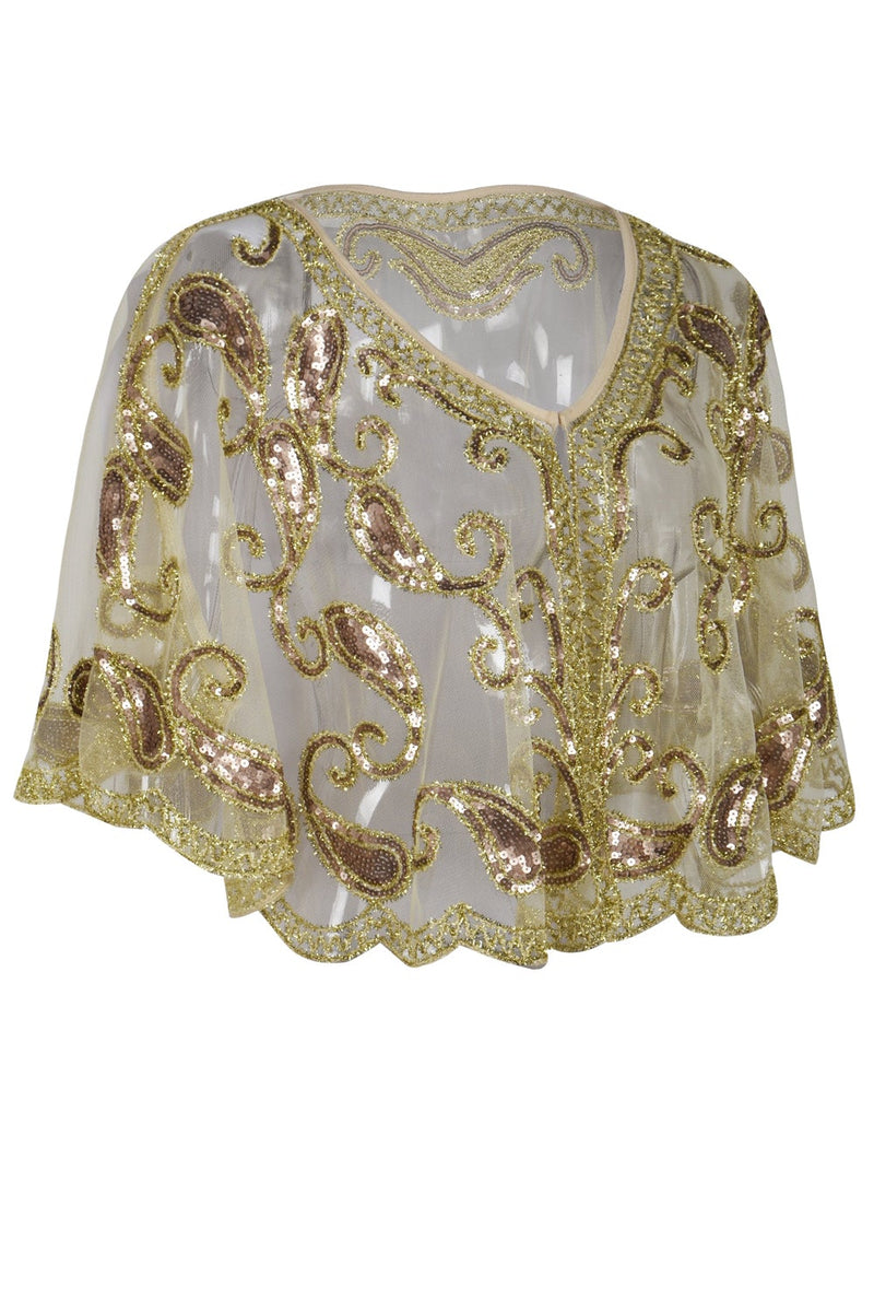 Load image into Gallery viewer, Black Sequin 1920s Batwing Shawl
