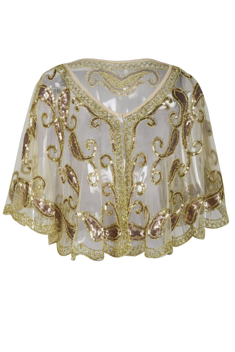Load image into Gallery viewer, Black Sequin 1920s Batwing Shawl