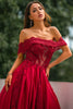 Load image into Gallery viewer, Red Off-shoulder Long Prom Dress with Appliques