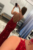 Load image into Gallery viewer, Burgundy Mermaid Sequins Long Prom Dress