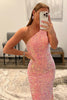 Load image into Gallery viewer, Sparkly Hot Pink Mermaid Sequins Long Prom Dress